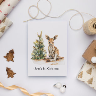 Cartão Postal De Festividades Primeiro Natal do Joey, personalizado