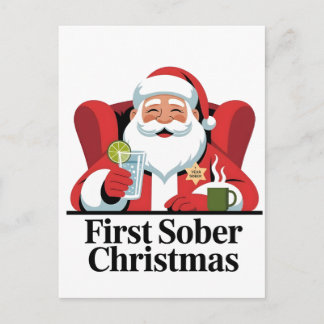 Cartão Postal De Festividades Primeiro Natal Sóbrio Papai Noel Sobriedade Xmas
