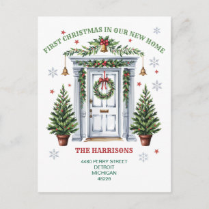 Cartão Postal De Festividades Primeiro Ornamento de Natal de Casa Nova