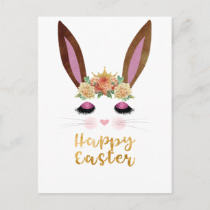 Cartão Postal De Festividades Princesa Coelho Cara do felz pascoa
