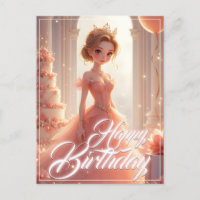 Princesa de aniversário em um palhaço rosa-sonho