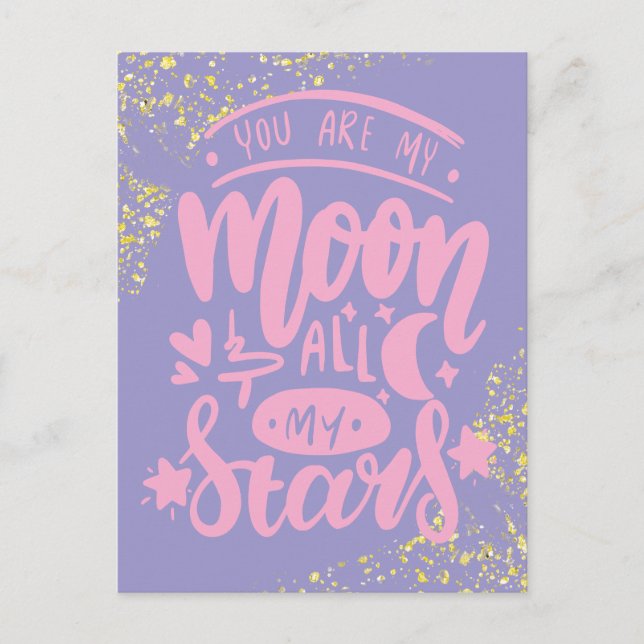 Cartão Postal De Festividades Prisão de namorados Púrpura Rosa de Longa Distânci (Frente)