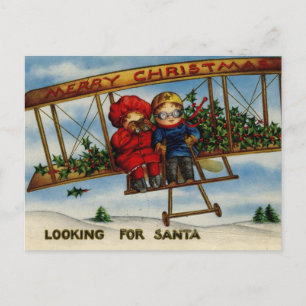 Cartão Postal De Festividades Procurando Papais noeis Feliz Cartão Vintage de Na