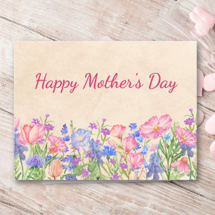 Cartão Postal De Festividades Projeto de Jardim Floral do Dia das Mães Feliz