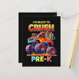 Cartão Postal De Festividades Pronto para Esmagar Caminhão Monstro Pré-Escolar d