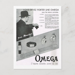 Cartão Postal De Festividades Propaganda, relógios de Omega