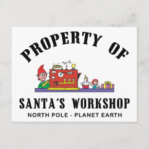 Cartão Postal De Festividades Propriedade da Oferta de Workshop de Papais noeis