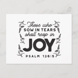Cartão Postal De Festividades Psalm 126:5 Scripture Typography – Reap in Joy