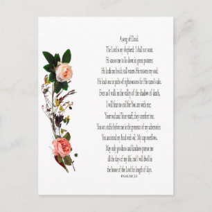Cartão Postal De Festividades Psalm 23, Canção de David Postcard