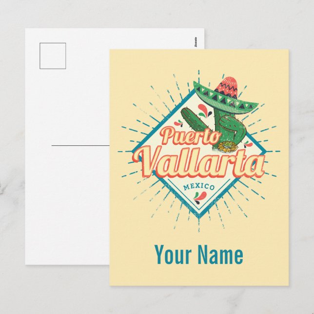 Cartão Postal De Festividades Puerto Vallarta Jalisco México dançando cactus (Frente/Verso)