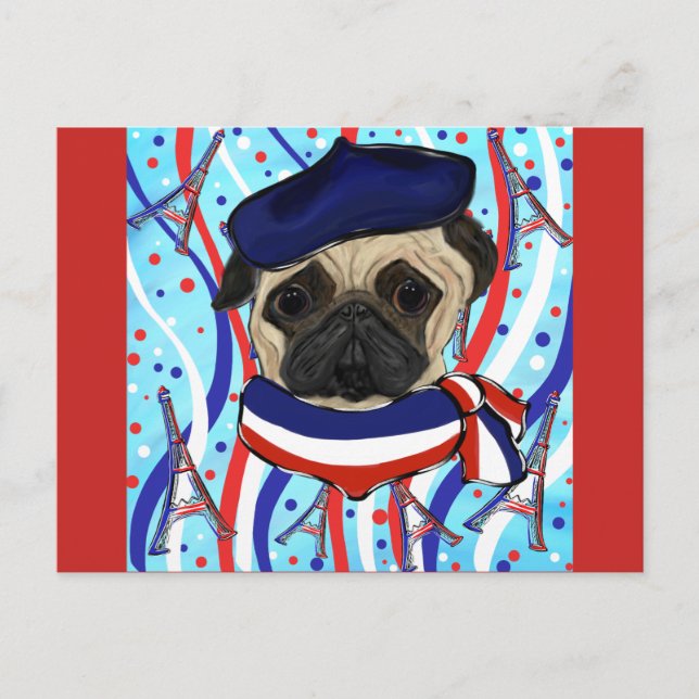 Cartão Postal De Festividades Pug (Frente)