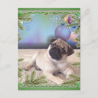 CARTÃO POSTAL DE FESTIVIDADES PUG CHRISTMAS