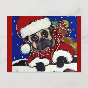 Cartão Postal De Festividades Pug de Feriado