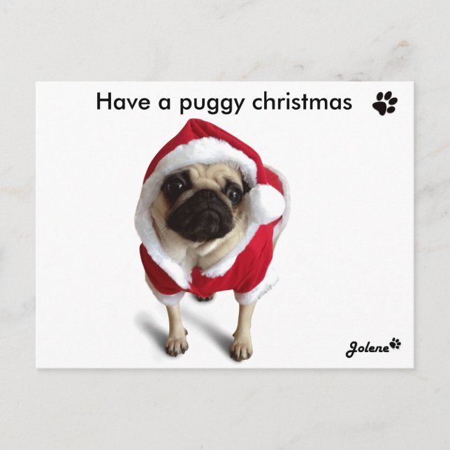 Cartão Postal De Festividades Pug Jolene kerstkaarten (Frente)