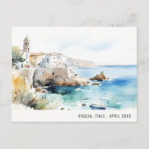 Puglia, Itália Paisagem Aquarela Viagem