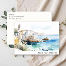 Puglia, Itália Paisagem Aquarela Viagem