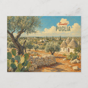 Cartão Postal De Festividades Puglia Vintage Itália - Oliveiras Apúlia Viagem