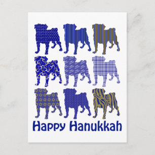 Cartão Postal De Festividades Pugs Hanukkah
