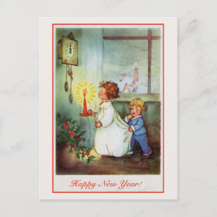 Cartão Postal De Festividades Pulso de disparo das crianças do feliz ano novo d