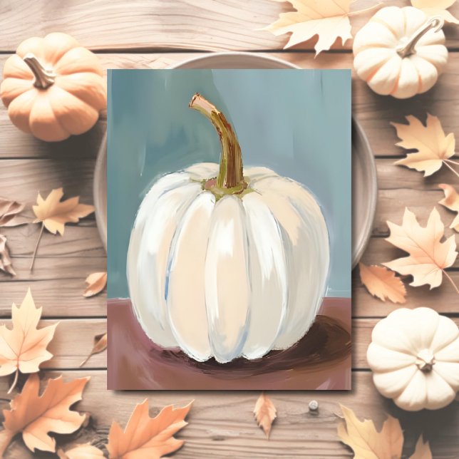 Cartão Postal De Festividades Pumpkin Branco - Cama de Ação de Graças (Criador carregado)