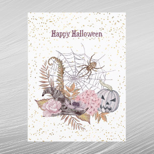 Cartão Postal De Festividades Pumpkin Floral Pumpkin Spider Web