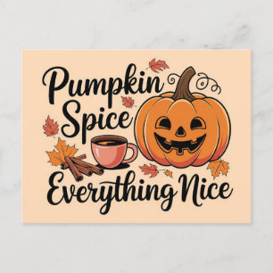 Cartão Postal De Festividades "Pumpkin Spice & All Nice" Gráfico de outono