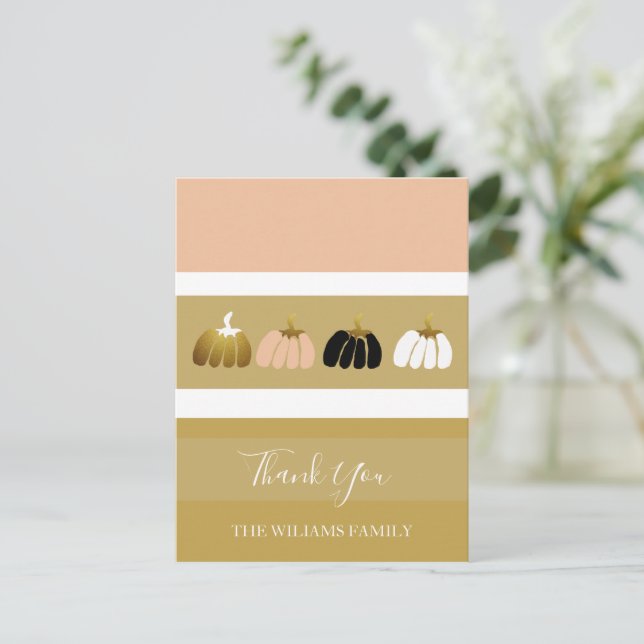 Cartão Postal De Festividades Pumpkins Personalizado Moderno A Preto, Branco, Do (Em pé/Frente)