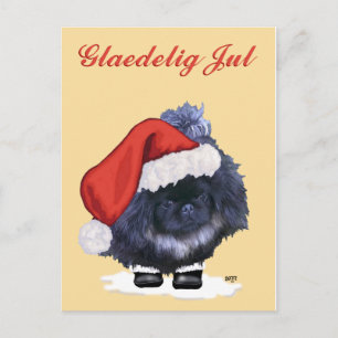 Cartão Postal De Festividades Puppy Pekingese Natal