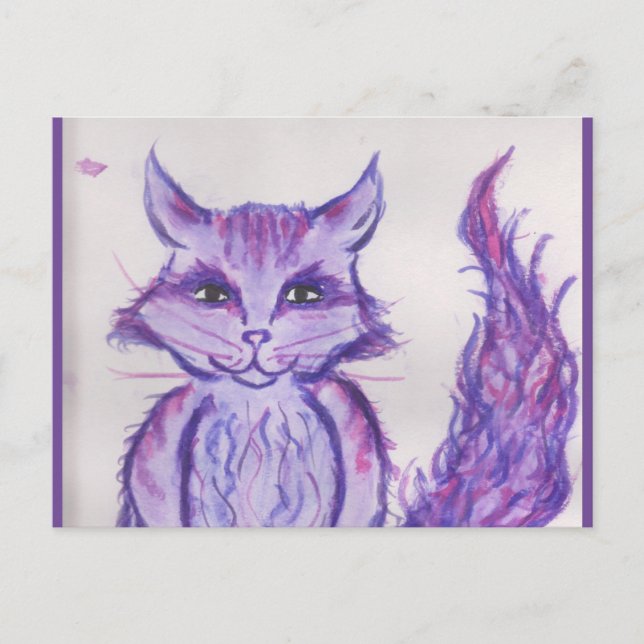 Cartão Postal De Festividades purple cat (Frente)