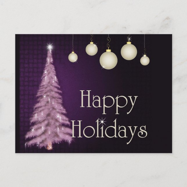 Cartão Postal De Festividades Purple Tree Happy Holidays Postcards (Frente)