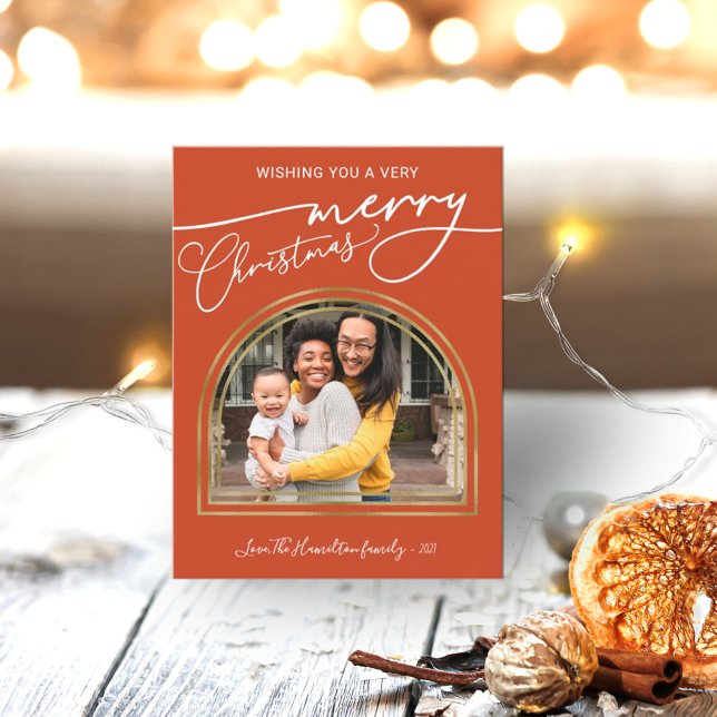 Cartão Postal De Festividades Quadro de Arco da Caligrafia Moderna Feliz Natal (Criador carregado)