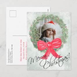 Cartão Postal De Festividades Quadro de Foto de Grinalda de Natal em Aquarela