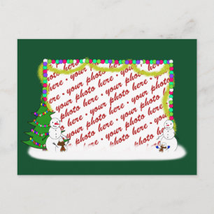 Cartão Postal De Festividades Quadro de Fotografias da Família Snowman Holiday