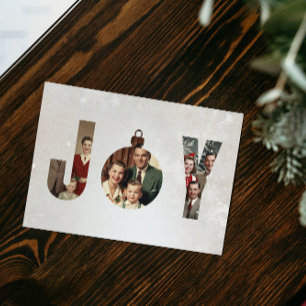 Cartão Postal De Festividades Quadro de Natal Família Vintage Alegria Foto Floco