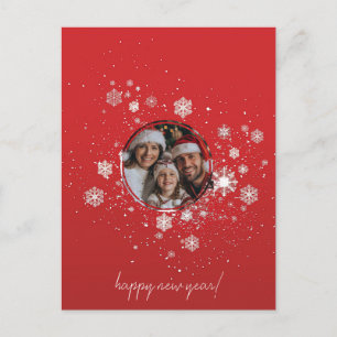 Cartão Postal De Festividades Quadro de Natal Vermelho com Flocos de Neve