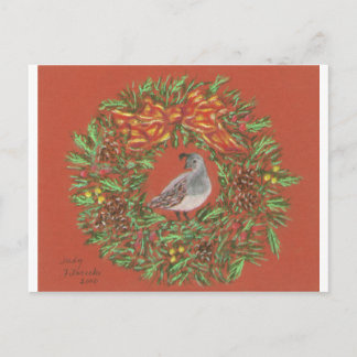 Cartão Postal De Festividades quail desert Christmas card
