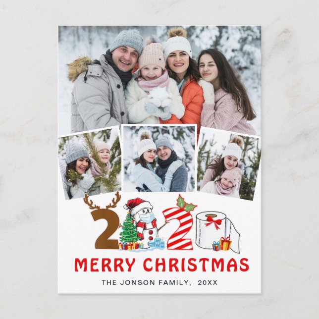 Cartão Postal De Festividades Quarentena Feliz Natal Russo 4 FOTO Saudação (Frente)