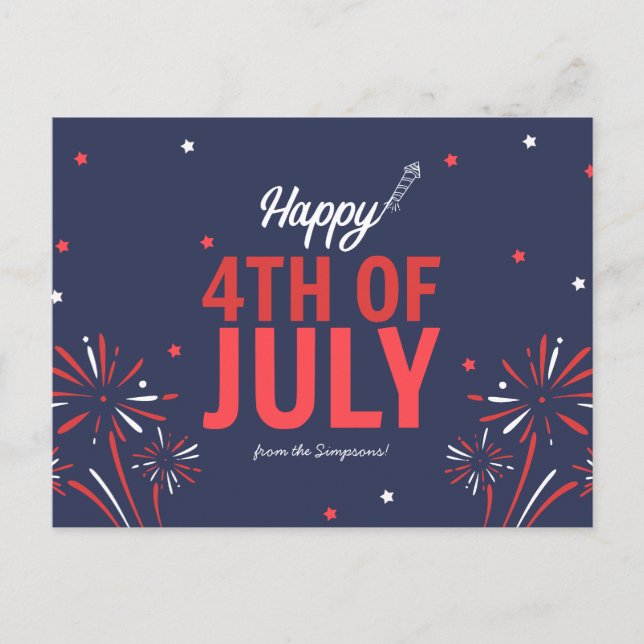 Cartão Postal De Festividades Quarta de julho (Frente)