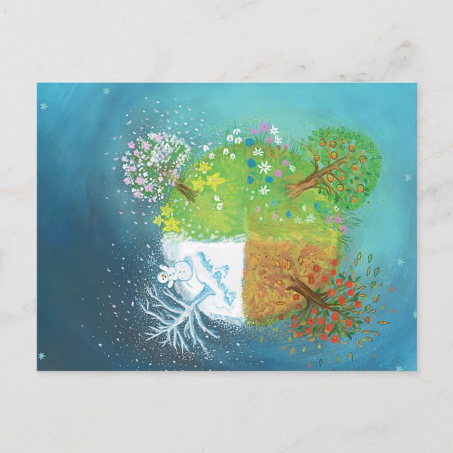 Cartão Postal De Festividades Quatro estações na Terra (Frente)