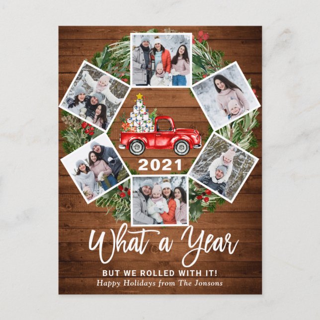 Cartão Postal De Festividades Que Caminhão Vermelho da Fazenda Vermelha de Natal (Frente)