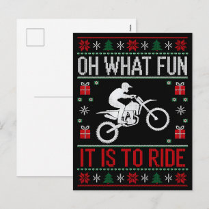 Cartão Postal De Festividades Que Diversão É Andar De Moto Biker Papai Noel X