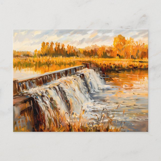 Cartão Postal De Festividades Quebra d'água do Canal do outono (Frente)