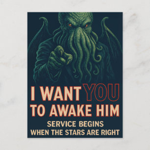 Cartão Postal De Festividades Quero Que O Acorde (Recruta Cthulhu Cult)