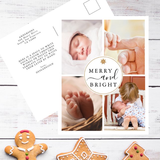Cartão Postal De Festividades Quic Modern 4 Fotografia Feliz e Natal Brilhante (Criador carregado)