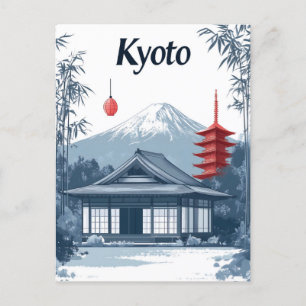 Cartão Postal De Festividades Quioto: Templo Japonês, Pagoda e Montanha