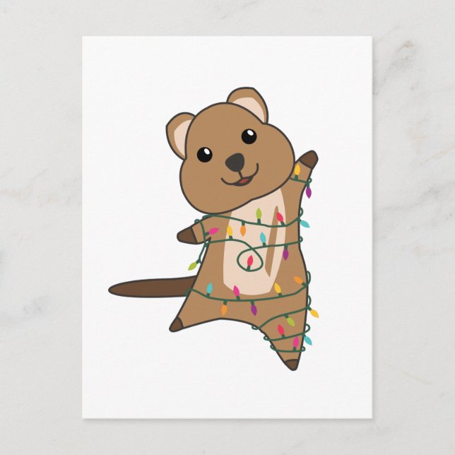 Cartão Postal De Festividades Quokka Natal Neve Animais Quokkas (Frente)