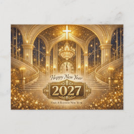 Cartão Postal De Festividades Radiant Gold Christian Blessed New Year 2027
