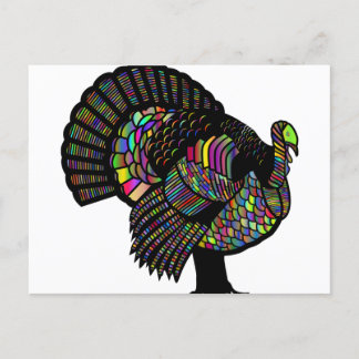 Cartão Postal De Festividades Rainbow Turkey Holiday Card 