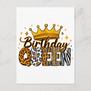 Cartão Postal De Festividades Rainha de Aniversário Crown Safari