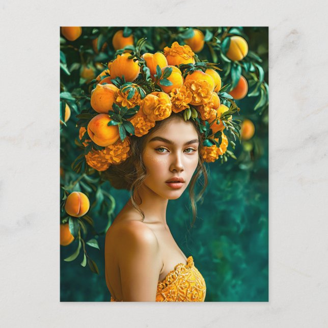 Cartão Postal De Festividades Rainha do Flor Laranja (Frente)